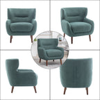 ALEAVIC White Accent Chair Upholstered Armchair with Solid Wood Legs