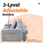 Gewnee 55'' Modern Convertible Velvet Sofa Bed with Pull-Out Twin Bed, Adjustable Backrest for Living Room, Office (Dark Gray)