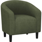 Yaheetech Upholstered Club Chair Accent Barrel Chair, Ivory