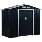 Outsunny 7' x 4' Metal Storage Shed Organizer, Garden Tool House with 4 Vents and 2 Sliding Doors for Backyard, Patio, Garage, Lawn, Dark Gray