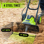 Steelite 14-Inch Corded Electric Tiller,10-Amp Electric Tiller and Cultivator for Gardening, Lightweight Rototiller