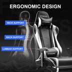 GTRACING Gaming Chair, Ergonomic Office Desk Chair with Lumbar Support, PU Leather, Footrest & Adjustable Headrest, Red