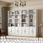 Homfa 73�� Tall Bookcases with Doors, 8 Cubes 6-Tier Double Row Bookshelf, White Bookcase for Living Room Home Office