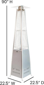Segmart 48,000 BTU Pyramid Patio Heater, Tall Standing Outdoor Propane Heater with Wheels & Tip-Over Safety Protection, Visible Flame Glass Tube for Backyard, Garden, Commercial Use - Gray