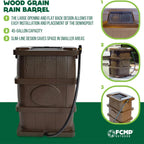 FCMP Outdoor WG4000-GRY Home Outdoor Wood Grain Rain Water Catcher Barrel