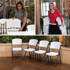 Lifetime Combo Set of (4) 8-Foot Rectangle Folding Tables & (32) Chairs, Indoor/Outdoor Use, White (80147)