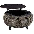 Gallerie Decor Bali Breeze Round Transitional Wood Coffee Table in Silver