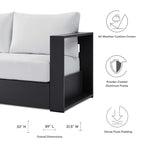 Lounge Sofa Table Set, Grey Gray, Aluminum, Metal, Fabric, Modern Contemporary, Outdoor Patio Balcony Cafe Bistro Garden Furniture Hotel Hospitality