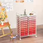 Costway 20 Drawer Rolling Storage Cart Tools Scrapbook Paper Office School Organizer Yellow