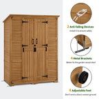 MCombo Large Outdoor Storage Shed with 6 Shelves, Outside Tool Wooden Storage Cabinet, 1738