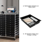 Costway 20 Drawer Rolling Storage Cart Tools Scrapbook Paper Office School Organizer Yellow