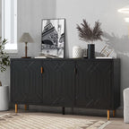 Modern TV Stand for TV up to 70 inch, Media Entertainment Center, Entryway Console Table with Adjustable Shelves,Storage Sideboard Cabinet for Living Room Kitchen, Black