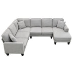 Harper & Bright Designs Modular Sectional Sofa with Ottoman Couch L Shape Corner Sofa Sets 7 Seats Fabric Couch for Living Room, Black, 112 * 87 inch