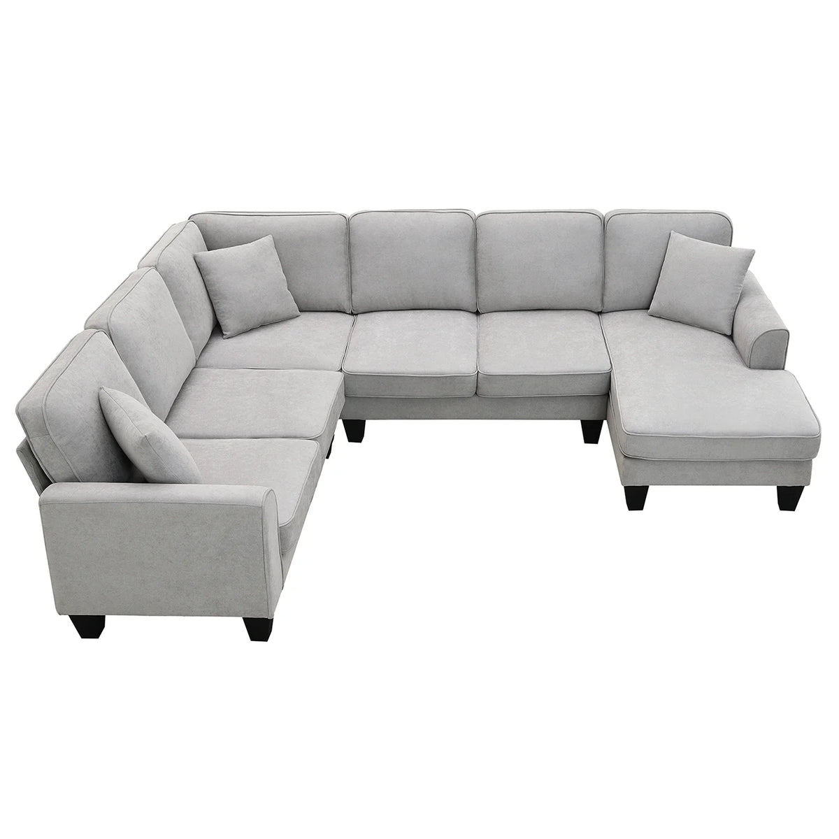 Harper & Bright Designs Modular Sectional Sofa with Ottoman Couch L Shape Corner Sofa Sets 7 Seats Fabric Couch for Living Room, Black, 112 * 87 inch