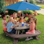 Little Tikes Outdoor Fold 'N Store Kids Picnic Table Toy with Market Umbrella, Multi-Color, Ages 2+