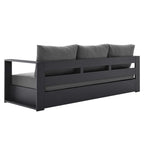 Lounge Sofa Table Set, Grey Gray, Aluminum, Metal, Fabric, Modern Contemporary, Outdoor Patio Balcony Cafe Bistro Garden Furniture Hotel Hospitality