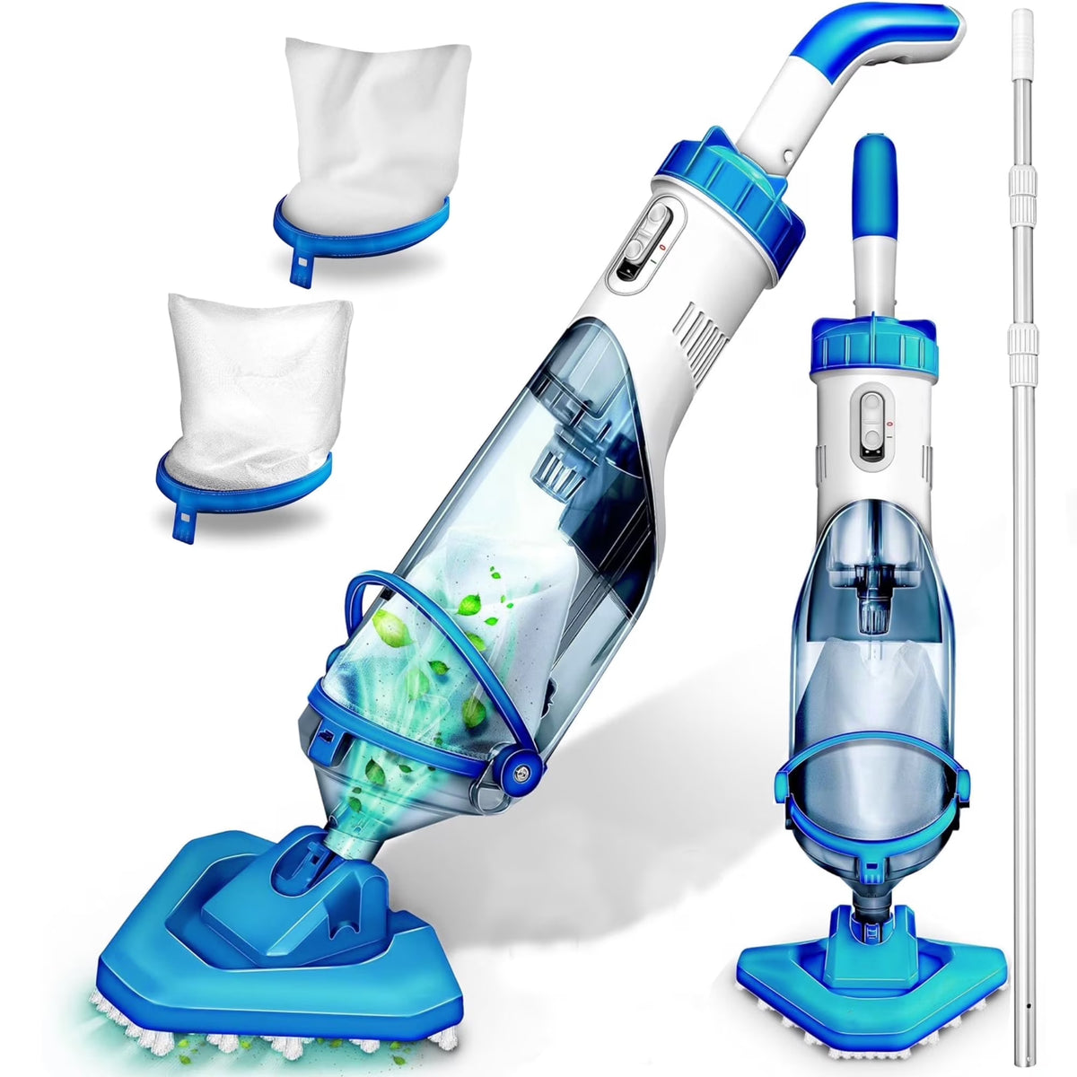 LANCHEZ Cordless Pool Vacuum with Strong Suction, Handheld Rechargeable Swimming Pool Cleaner with Powerful Suction up to 17.5 GPM for Inground and Above Ground Pools, Hot Tubs