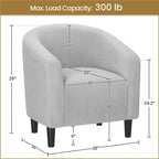 Yaheetech Upholstered Club Chair Accent Barrel Chair, Ivory