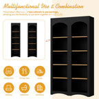 72"h Pantry Pair, 2 , Adjustable Shelves, , Black Finish 2 Bookcase , Cabinet With Vintage Style