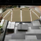 Mondawe 15ft Patio Umbrella, Large Double-Sided Solar LED Outdoor Umbrella with Fiberglass Ribs and Base for Deck Pool, Navy Blue