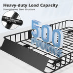 Naipo Roof Rack Cargo Basket,500 lb,64"x39"x6"Extendable Roof Luggage Holder Rack with 4 U-Bolts for SUV/RV,Camping