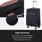 Travelhouse 4 Piece Luggage Set Softside Expandable Lightweight Suitcase with Double Spinner Wheels.(Black)