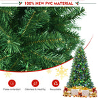 Costway 7ft Pre-lit Hinged Christmas Tree w/ Remote Control & 9 Lighting Modes