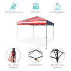 Best Choice Products 12x12ft Easy Setup Pop Up Canopy w/ 1-Button Setup, Wheeled Case, 4 Weight Bags - Navy Blue