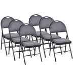 Costway Set of 6 Folding Chairs Fabric Upholstered Padded Seat Metal Frame Home Office Beige