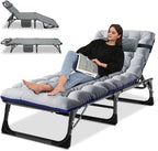 Slsy Folding Lounge Chair, 5-Position Adjustable Outdoor Reclining Chair, Folding Sleeping Bed Cot, Folding Chaise Lounge Chair for Pool Beach Patio Sunbathing