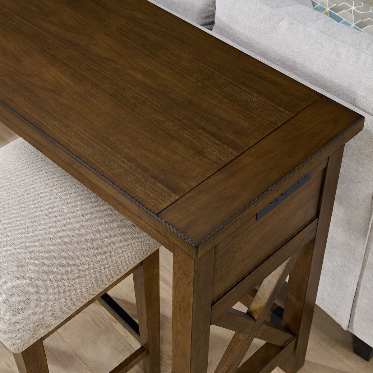 Lathan Sofa Table and 3 Stools