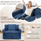 Muumblus Oversized Lounge Chair with Ottoman, Cloud Accent Armchair for Living Room, Beige Chenille