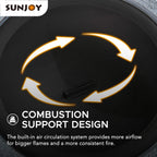 Sunjoy Stone Fire Pit 26 Inch, Outdoor Round Wood Burning Fire Pits with Spark Screen and Poker  Grey