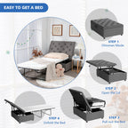 Costway Modern Solid Wood Folding Beds with Ottoman, Grey
