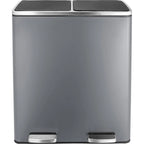 Arlopu 60 L/16 gal Dual Trash Can, Stainless Steel Garbage Can for Kitchen, Recycle Bin with Lid
