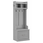 Woodland 24W Hall Tree & Shoe Bench w/ Drawer in White Ash - Engineered Wood