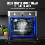 KFFKFF Single Wall Oven, 24" Electric Oven for Built-in Installation, Offers 9 Cooking Modes, 2.68 Cu.Ft Capacity, Includes Timer, 2800W Power