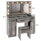Ktaxon Large Makeup Vanity, Vanity Table Set w/ Visible Glass Top w/ Charging Station, White