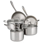 Tramontina 14-Piece Tri-Ply Clad Stainless Steel Cookware Set, with Glass Lids