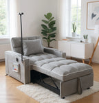 Gewnee 55'' Modern Convertible Velvet Sofa Bed with Pull-Out Twin Bed, Adjustable Backrest for Living Room, Office (Dark Gray)