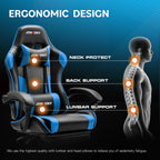 JONPONY Big and Tall 500LBS Gaming Chair, Ergonomic Design, Gamer Chair PU Leather with Footrest and Lumbar Support, High Back Office Chair Support 8 Hours Long Sitting,Red Computer Chair,Red