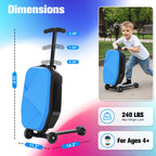 Advwin Scooter Luggage for Kids & Adults, Hardside Ride on Suitcase for Kids Ages 4-15 Multifunctional Lightweight Foldable Carry on Luggage with Wheels Ride on for Children Teenagers, Pink