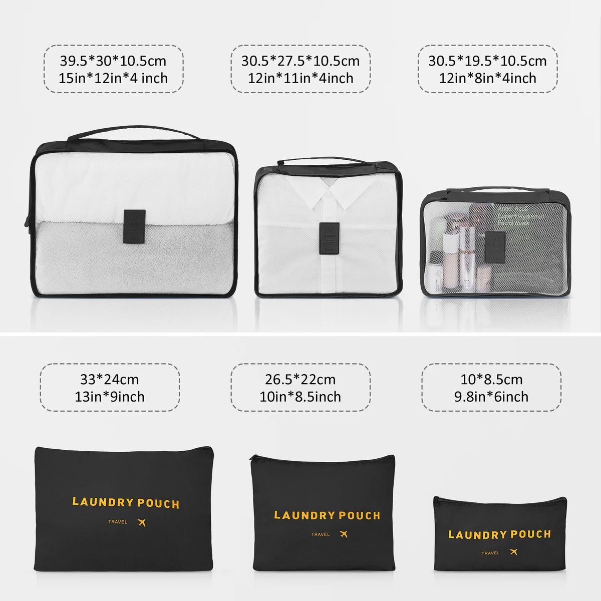 9 Piece Luggage Sets, Hard 20 24 28 inch Luggage with 6 Pieces Organize Bags Travel Suitcases Sets with Wheels, Rose