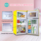 3.5 Cu.ft Compact Refrigerator WANAI Dual Doors Handles Mini Fridge with Top Freezer Blue New