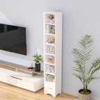 Javlergo 71" Tall Narrow Bookcase, Small Corner Bookshelf with Adjustable Shelves & Drawer, White