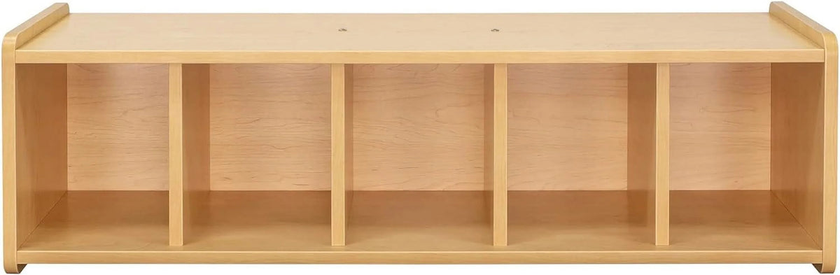 Tot Mate Children's Book Bench Cubby Storage for Classroom, 46" Wide, 5 Cubbies, Wooden, Maple, RTA