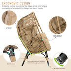 RADIATA 440 lbs Outdoor Egg Chair with Foot Rest & Ottoman, Wicker Patio Egg Chair for Indoor or Garden,Beige