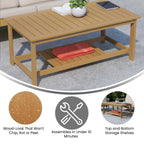 Lancaster Home Indoor/Outdoor Poly Resin 2-Tier Adirondack Coffee Table Black