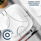 Corelle Simple Lines 12-Piece Square Glass Dinnerware Set (Service for 4)