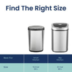 Nine Stars Automatic Trash Can, 21 Gallon Stainless Steel, Motion Sensor Hands Free Soft Close Lid Garbage Bin, Silver